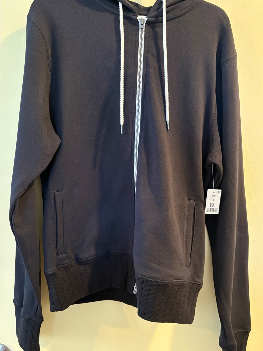dip Black Full-Zip Hooded Sweater with Contrast Drawcords